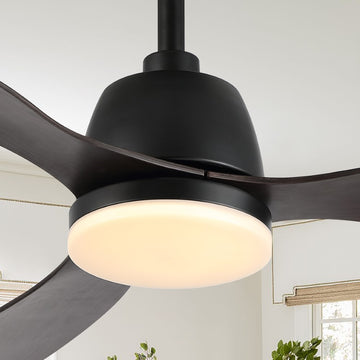 Audie 52" Classic Industrial Iron/Plastic Mobile-App/Remote-Controlled 6-Speed Propeller Integrated LED Ceiling Fan